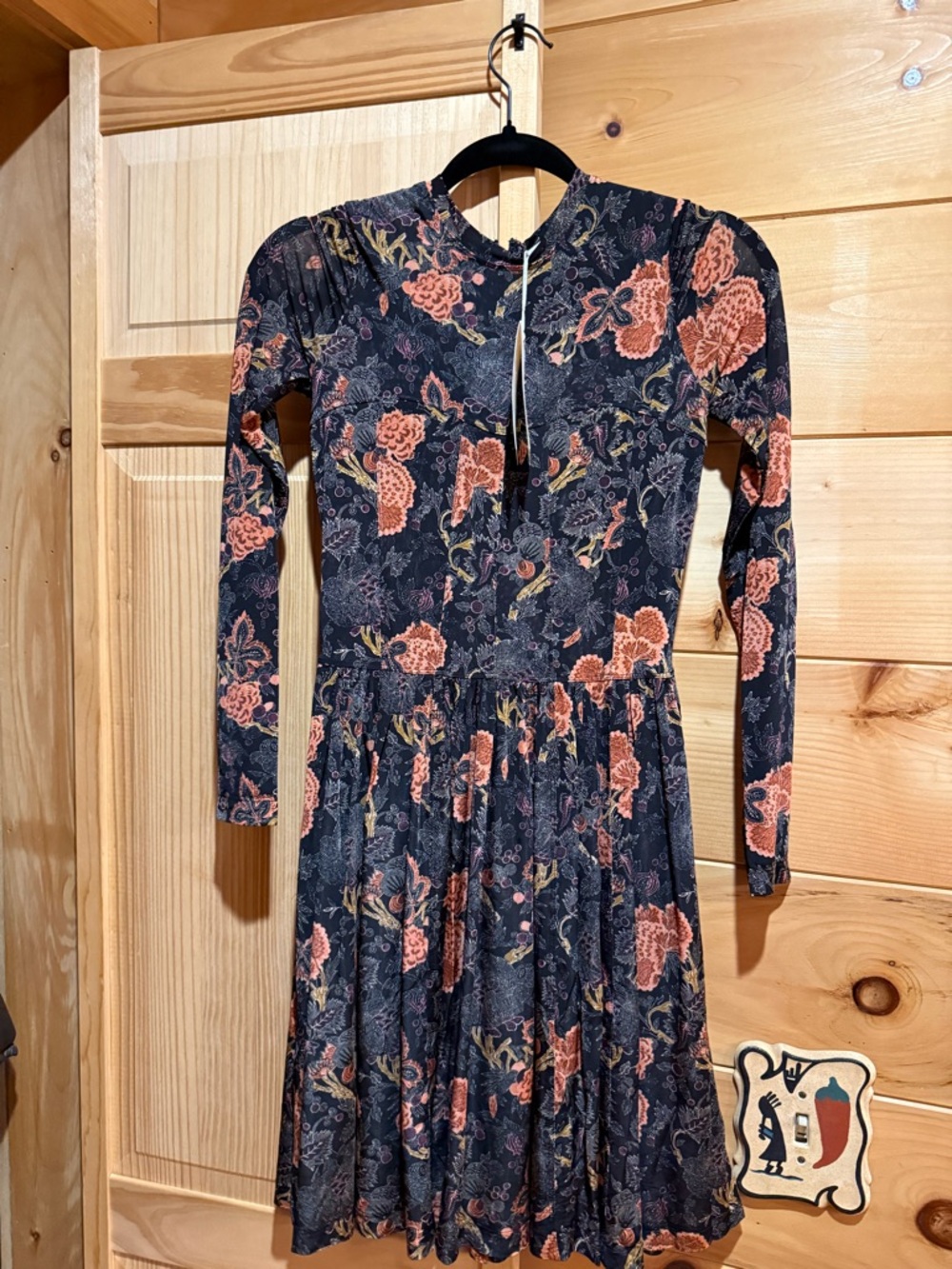 Ulla Johnson Navy Dress with Coral Floral Print